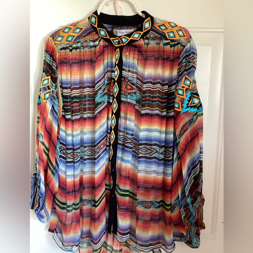 Vintage Collection womens western black pearl snap blouse-ballon sleeve
S1